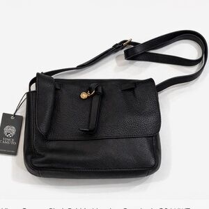 Vince Camuto Black Pebbled Leather Crossbody Bag | NWT Gold Hardware